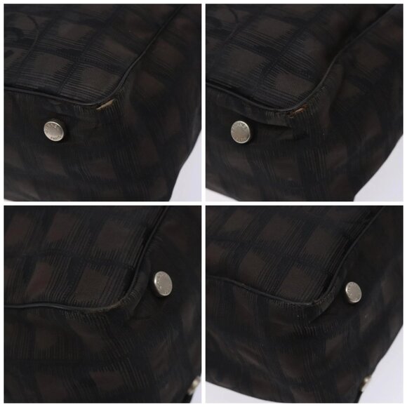 CHANEL New Travel Line Tote Bag Nylon Dark Brown Black CC Auth - Picture 16 of 16